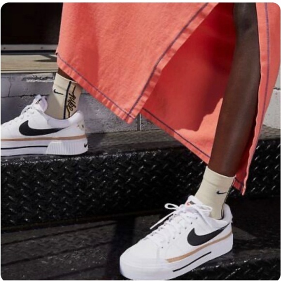 NIKE Court Legacy Lift unisex shoes DM7590-100‎ White Hemp/Team Orange/Black 7 - Picture 1 of 10